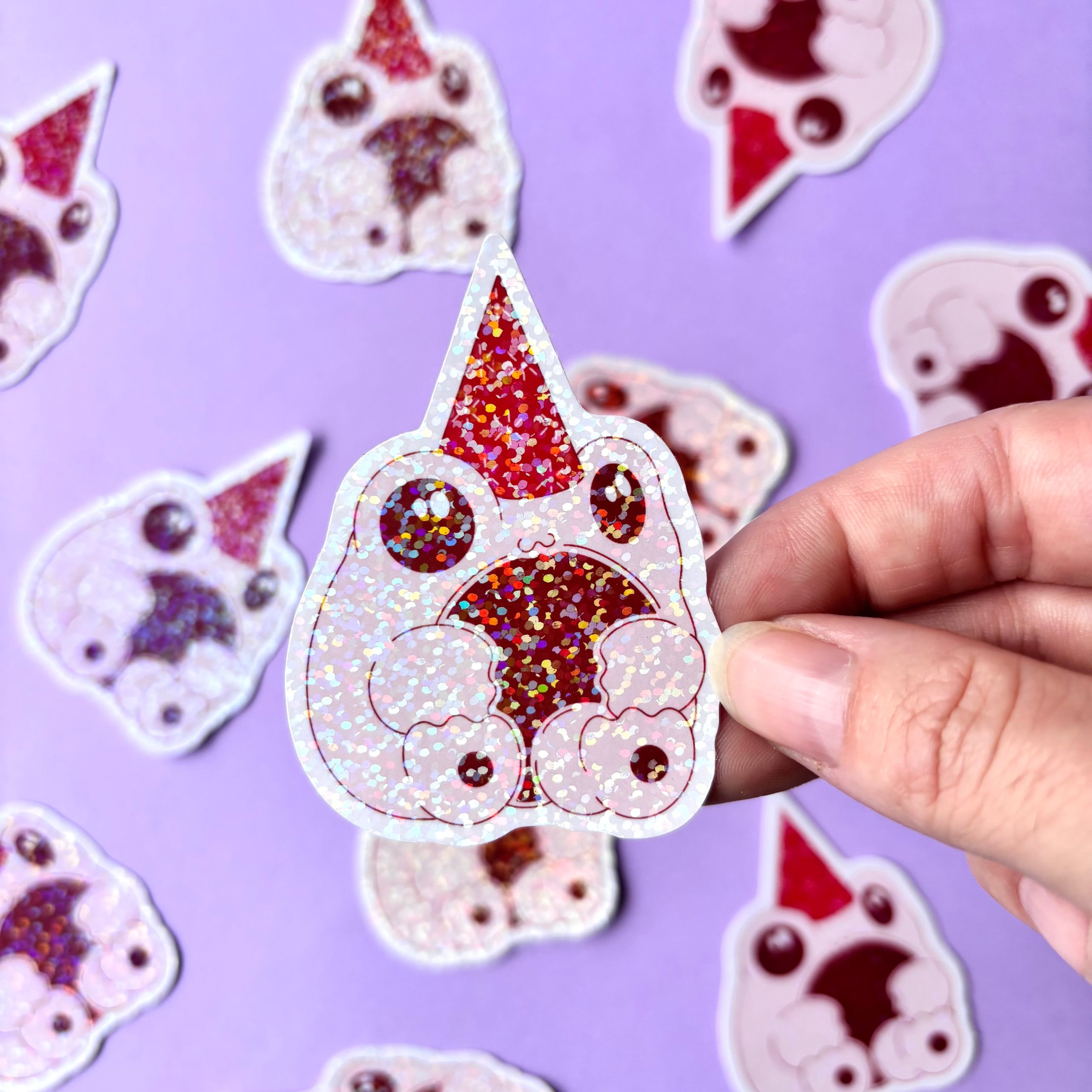 sticker, grenouille, rouge