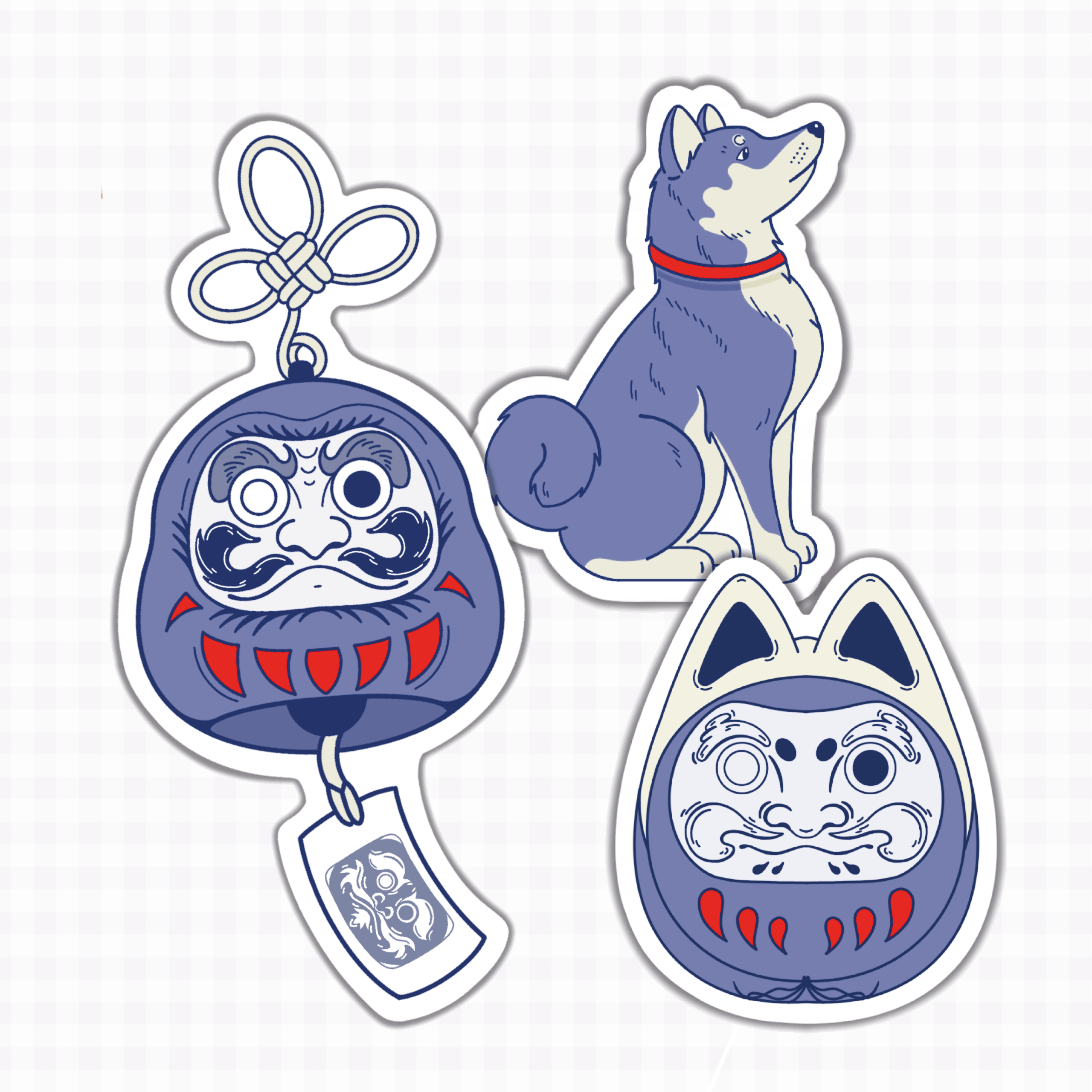 Sticker, japon, Shiba inu, daruma, daruma inu, furin, figurine japonaise