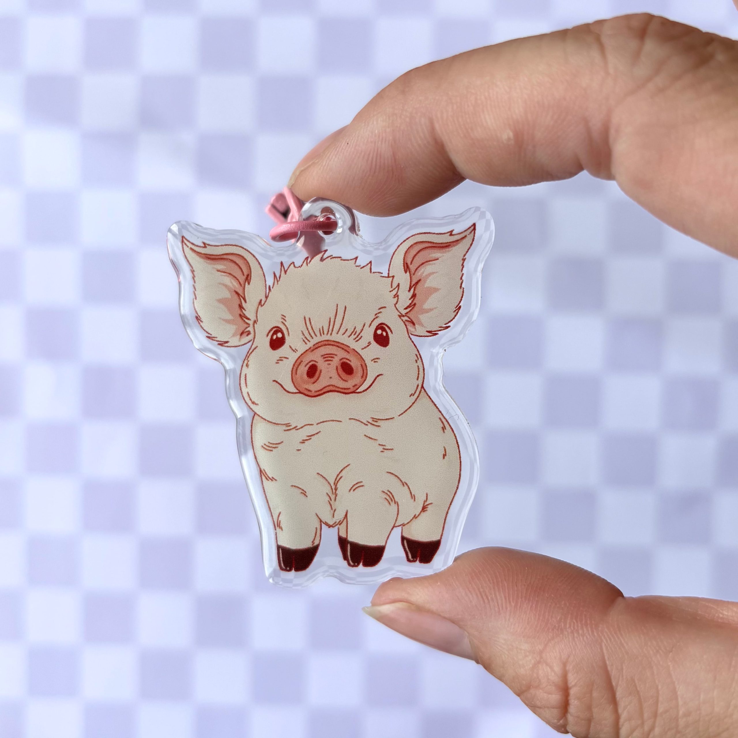 porte clé cochon, rose, résine epoxy, cochon