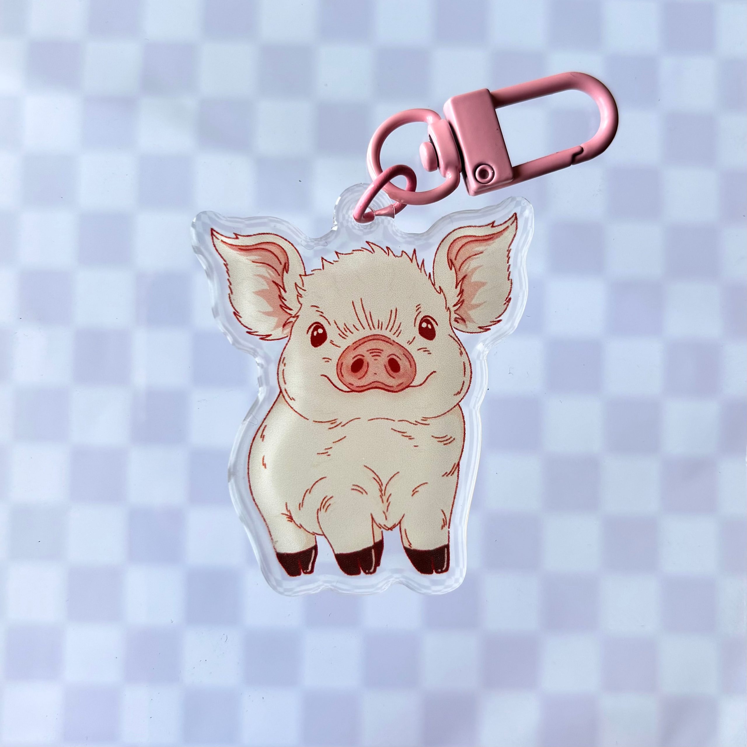 porte clé cochon, rose, résine epoxy, cochon