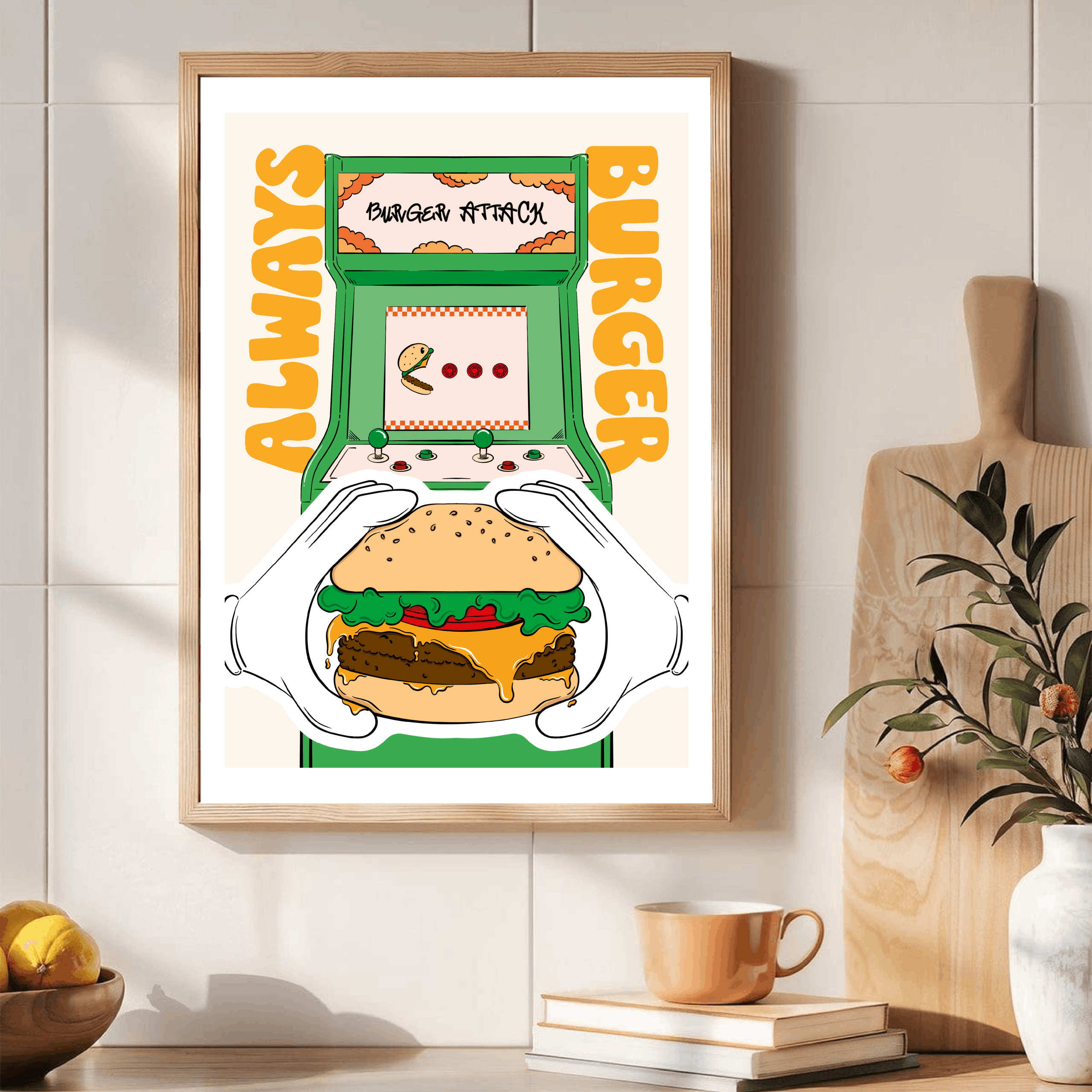 burger, lover, borne arcade, jeux vidéo